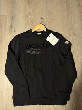 Moncler Black Logo Crewneck Sweatshirt with Sleeve Patch